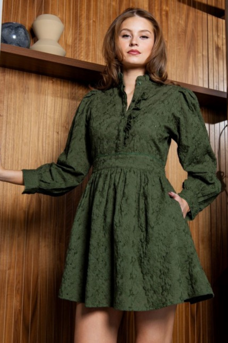 Uma Dress Broderie - Green