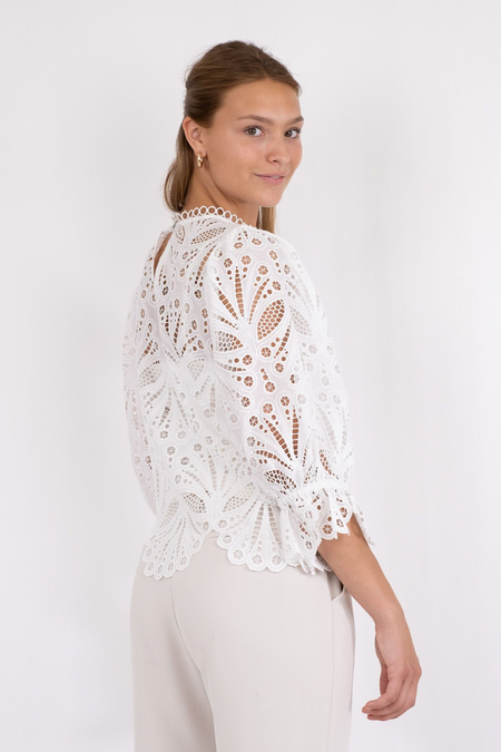 Adela Embroidery Blouse - Off White