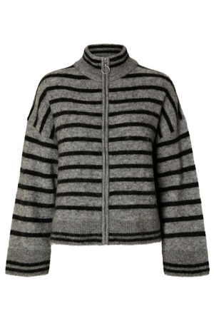 SLfsia Stripe LS Knit Cardigan - Grey