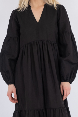 Klaudia Linen Dress - Black