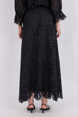 Daia Embroidery Skirt - Black