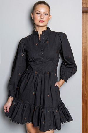 Marie Dress - Embroderie Black