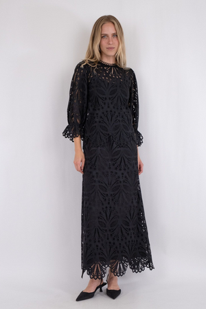 Adela Embroidery Blouse - Black