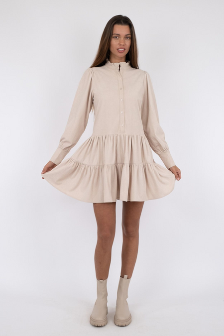 Latifa Mini Cord Dress - Taupe