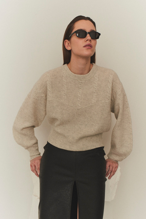 Carmen Cable Sweater - Oatmeal