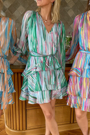 Dennie Blurred Stripe Dress - Green
