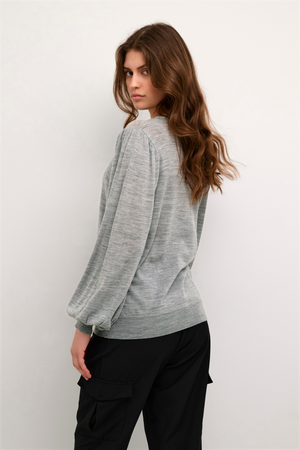 KAmerin Puff Sleeve Pullover - Grey Melange
