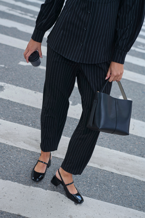 KAprilla Pants Suiting - Black/Chalk Pinstripe