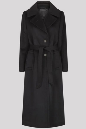 Cashmere Coat W Clareta Belt - Black