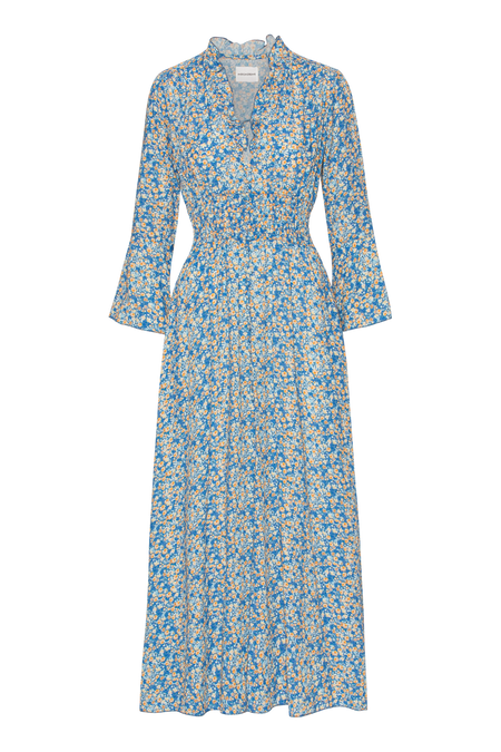 Sally Long Dress - Blue White Flowers