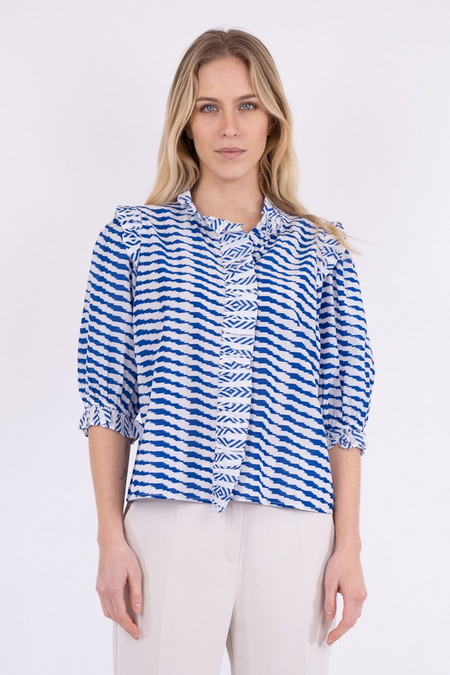 Chacha Graphic Blouse - Blue
