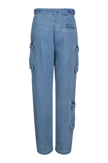 Gina Denim Cargo Pant - LT Blue Vintage