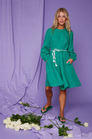 Saint Short Linen Dress - Green