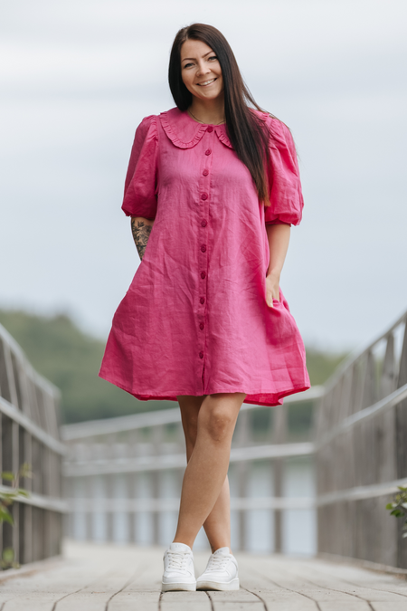 Lovely Linen Dress - Pink
